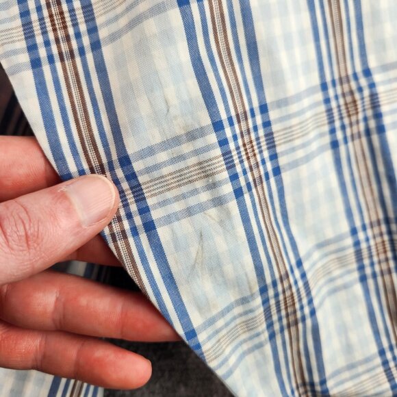 Brooks Brothers Large Blue Brown Plaid Long Sleeve Button Up Shirt Non-iron Men - Picture 15 of 16